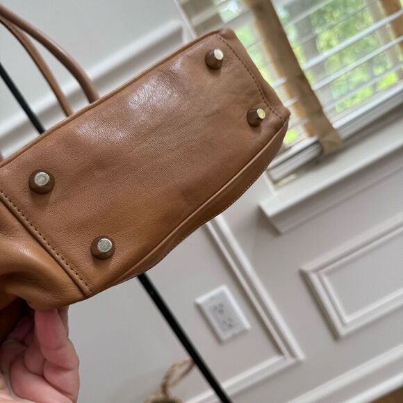 Rare Vintage Coach 9429 Bonnie Bucket Linen Leather Tan Cream Satchel Small Tote - Picture 4 of 10